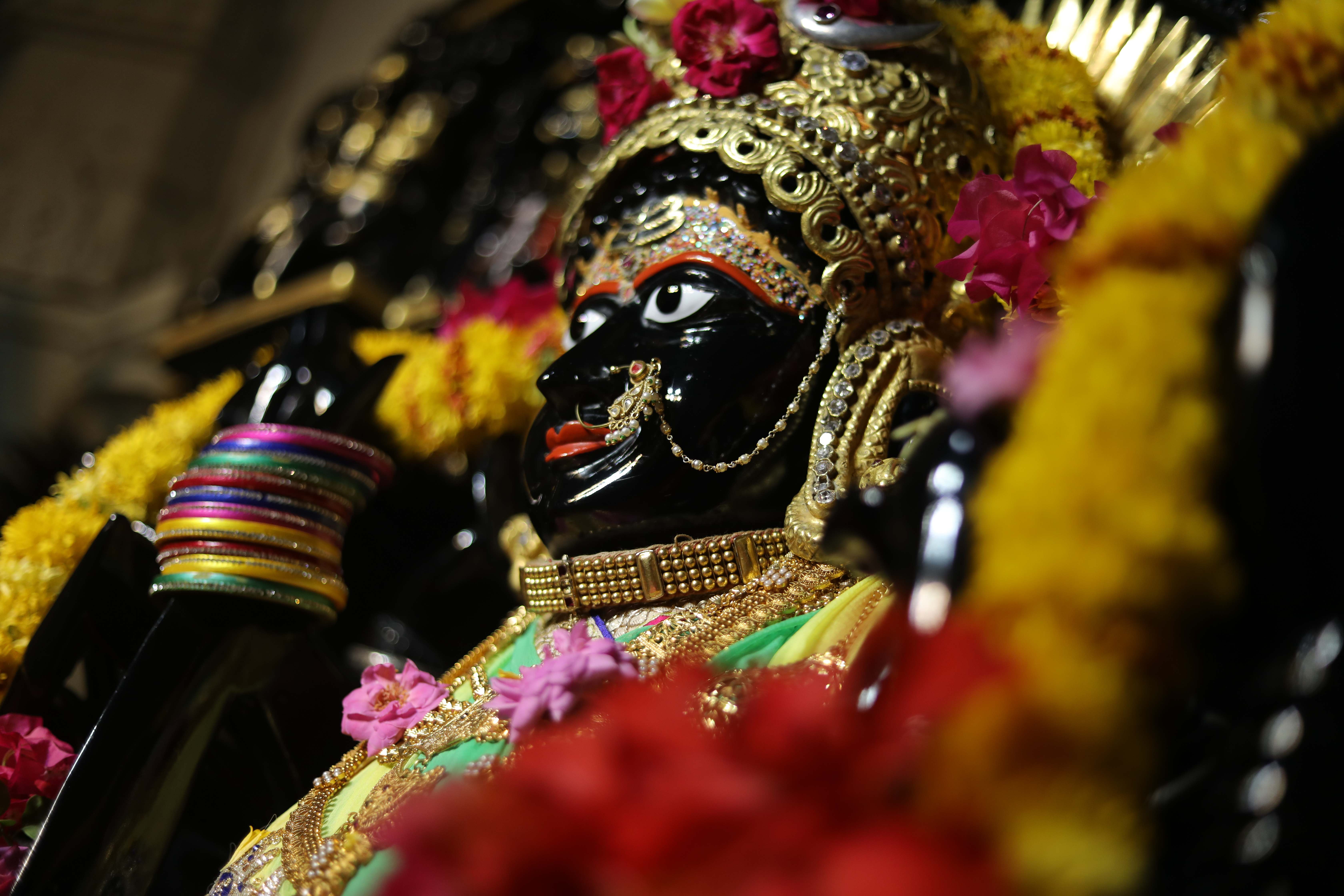 Divine Idol of Maa Tripura Sundari - Sacred deity with golden ornaments and decorations